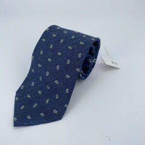 Eton Tie Men One Size Blue Green Paisley Silk Classic Fit Necktie Italy Made